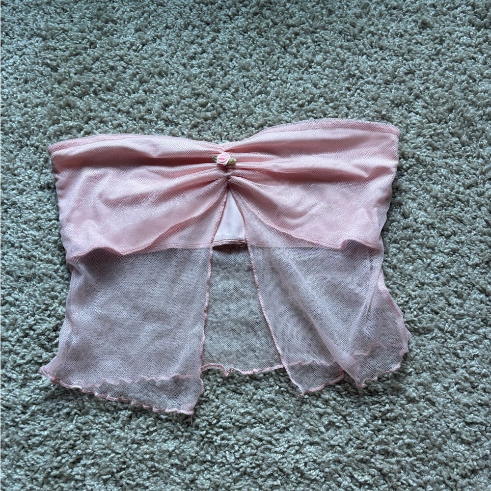 Pink flower tube top